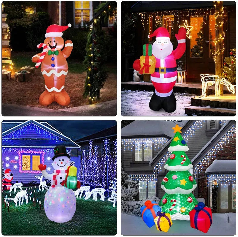 Christmas LED Lights Glowing Santa Tree Snowman Inflatable Doll Outdoor Yard Garden Decor - Bellarte Enchanté Christmas LED Lights Glowing Santa Tree Snowman Inflatable Doll Outdoor Yard Garden Decor